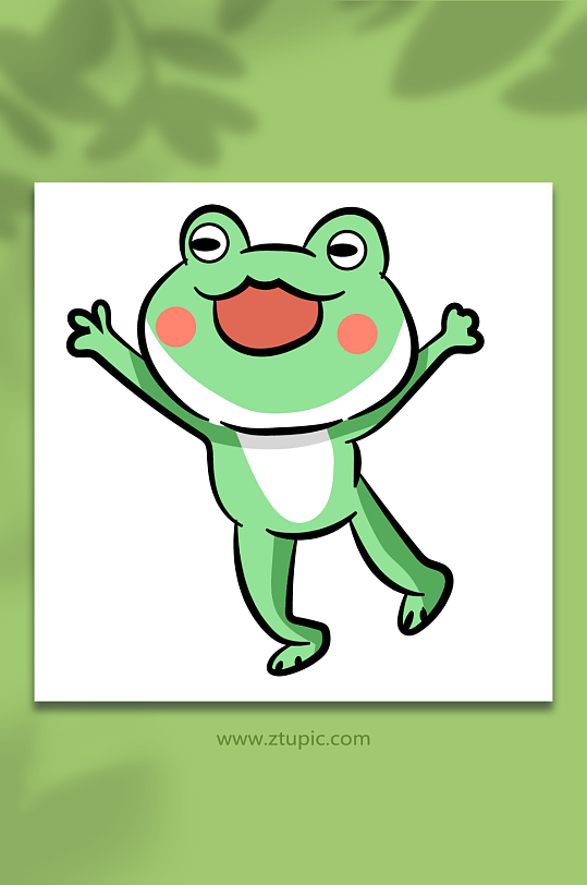 风趣卡通跳舞青蛙动物矢量插画