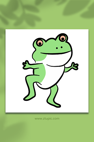 卡通欢乐跳舞青蛙动物矢量插画
