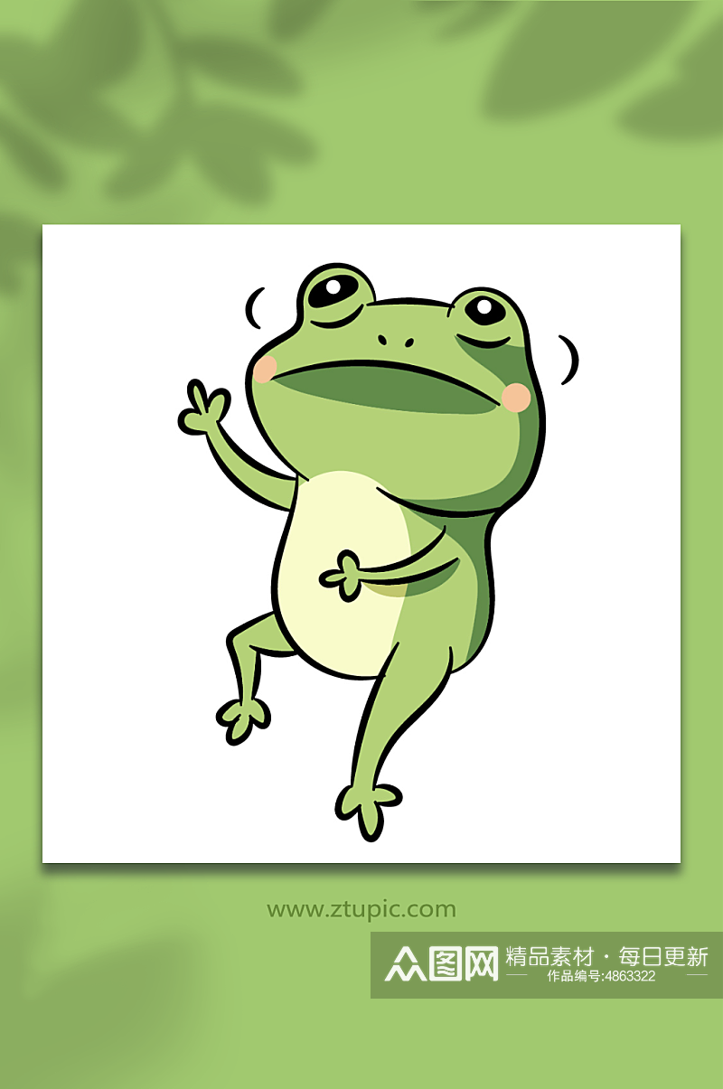 卡通可爱蹦迪青蛙动物矢量插画素材