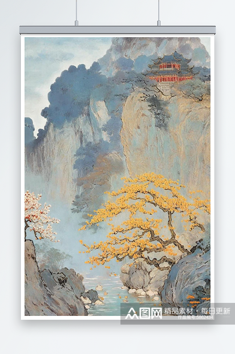 唯美大气浪漫温柔新中式国风插画装饰画素材