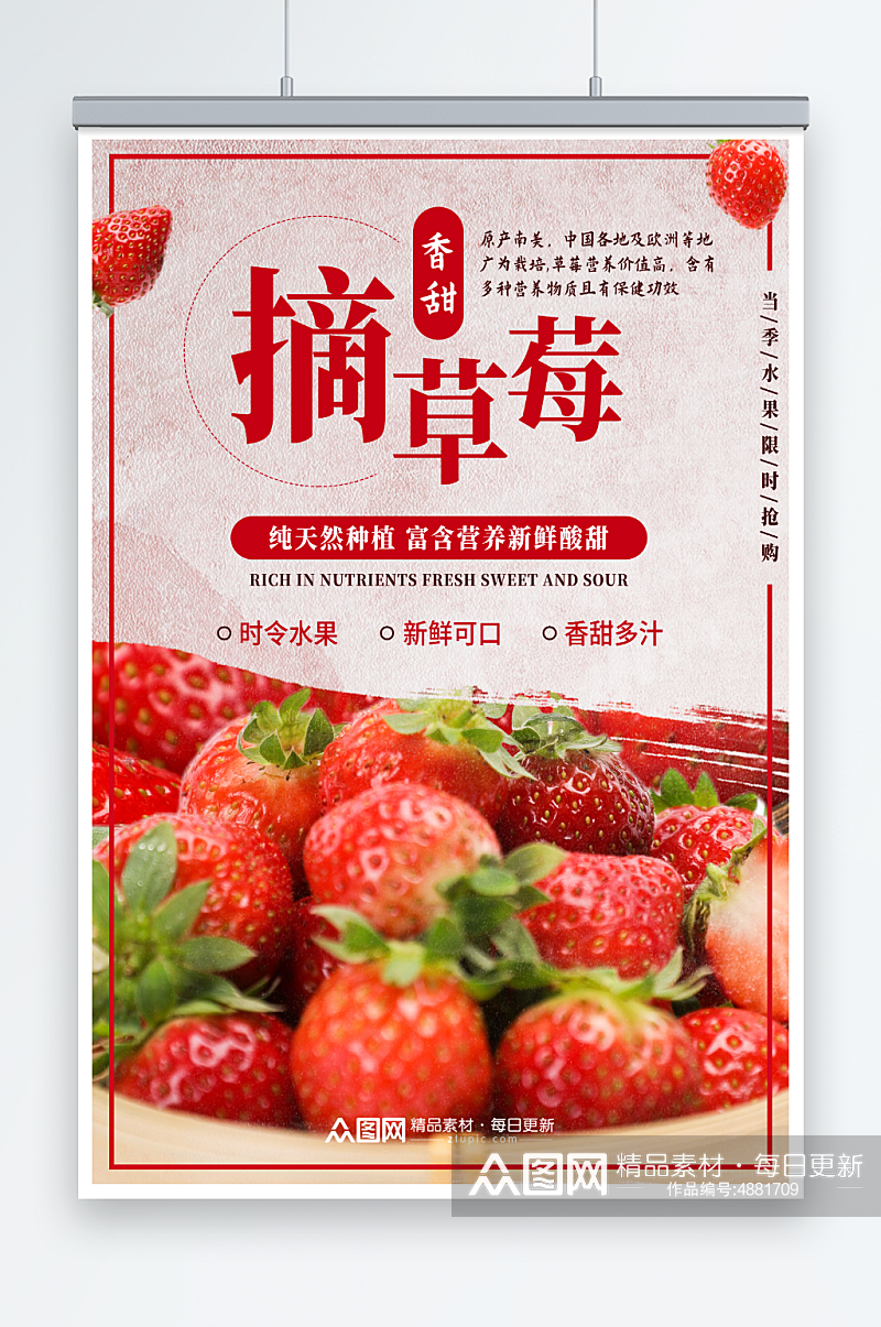 草莓之夏季水果促销宣传海报素材