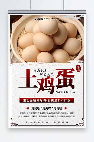 红色农家土鸡蛋宣传海报