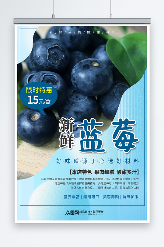 创意蓝莓水果店图片海报
