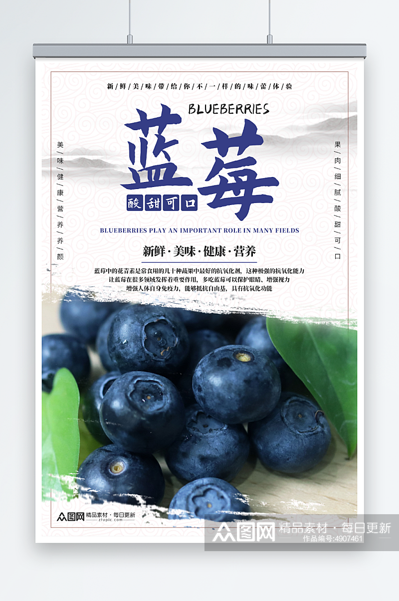 中国风蓝莓水果店图片海报素材