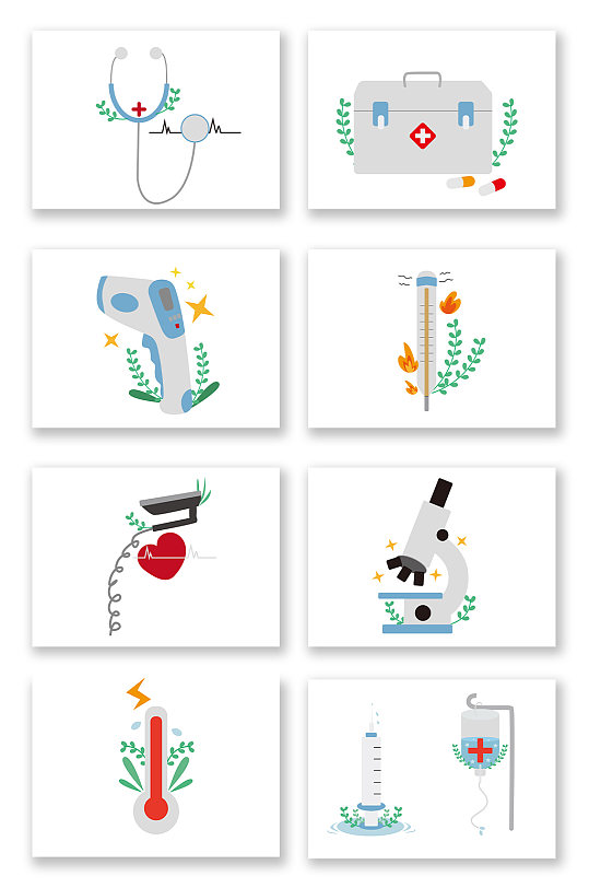 卡通矢量医疗设备图标元素