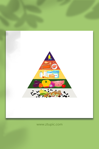 平铺膳食金字塔营养均衡元素插画