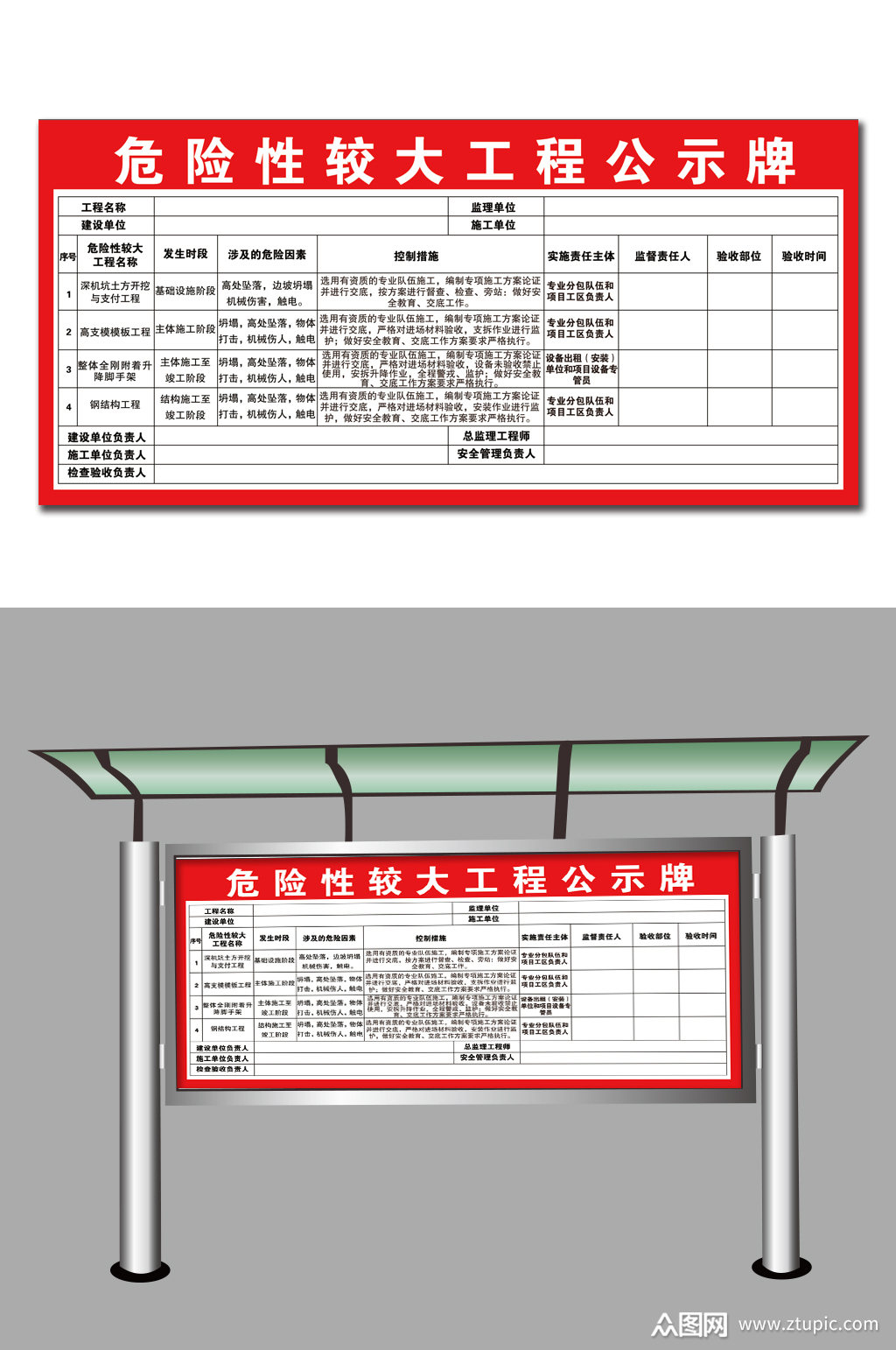 工地危险性较大工程公示牌模板下载-编号2135650-众图网