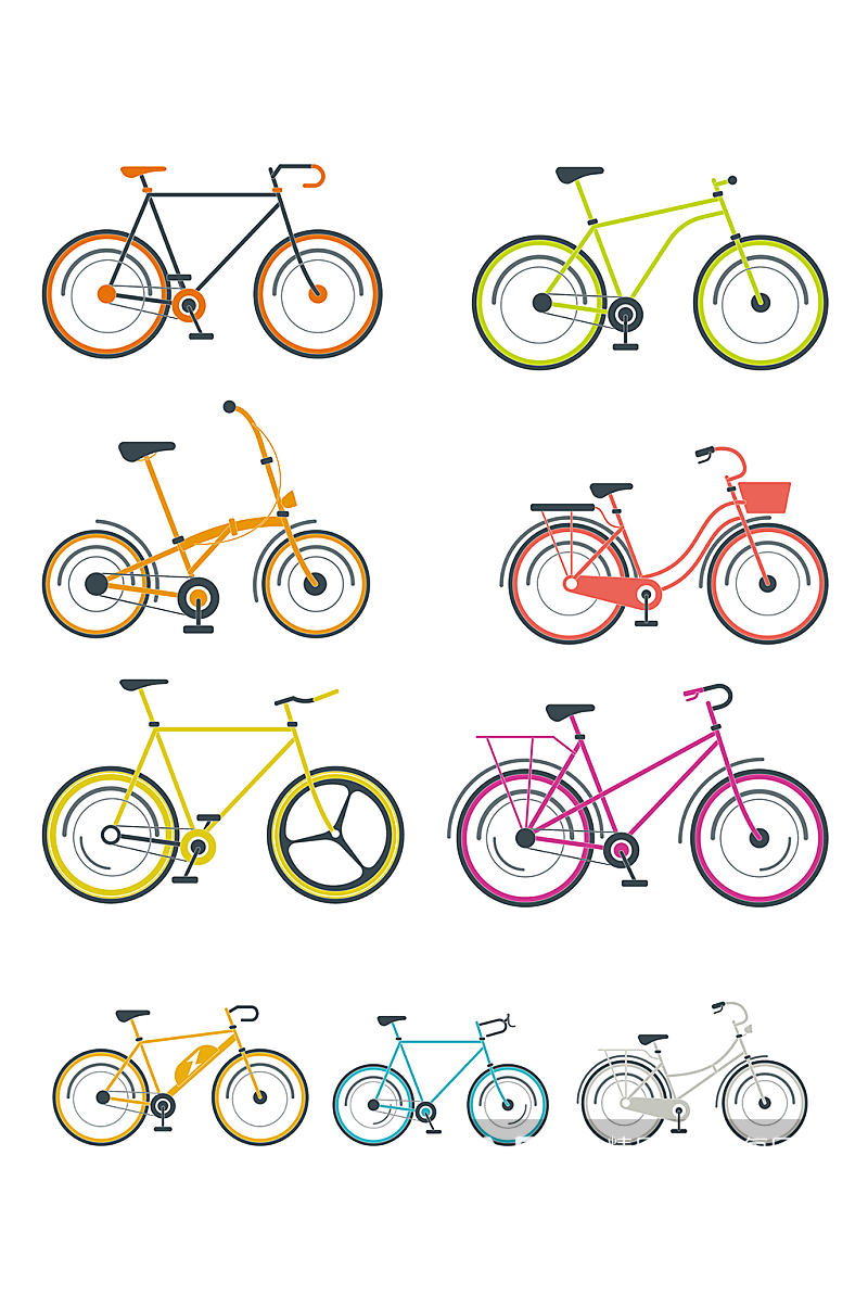 不同款式的自行车素材