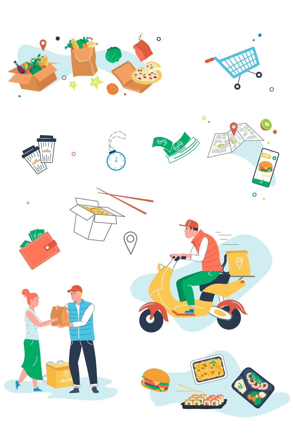 外卖送餐元素合集素材