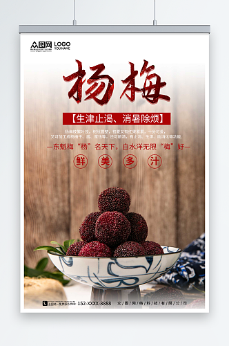新鲜杨梅夏季水果果园促销海报