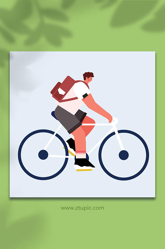 夏季自行车运动人物插画