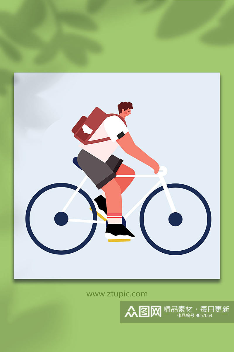 夏季自行车运动人物插画素材