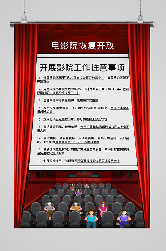 电影院开放注意事项海报