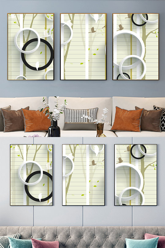 形象圆圈新式花纹样式背景墙-众图网