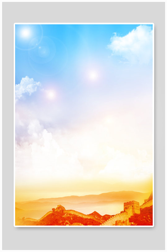 红色大气长城背景墙-众图网