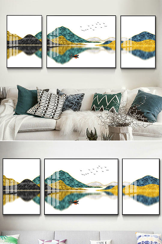 新中式抽象山水装饰画-众图网