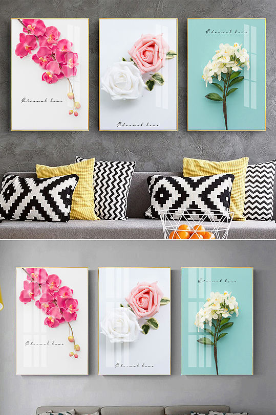 现代简约玫瑰花装饰画-众图网