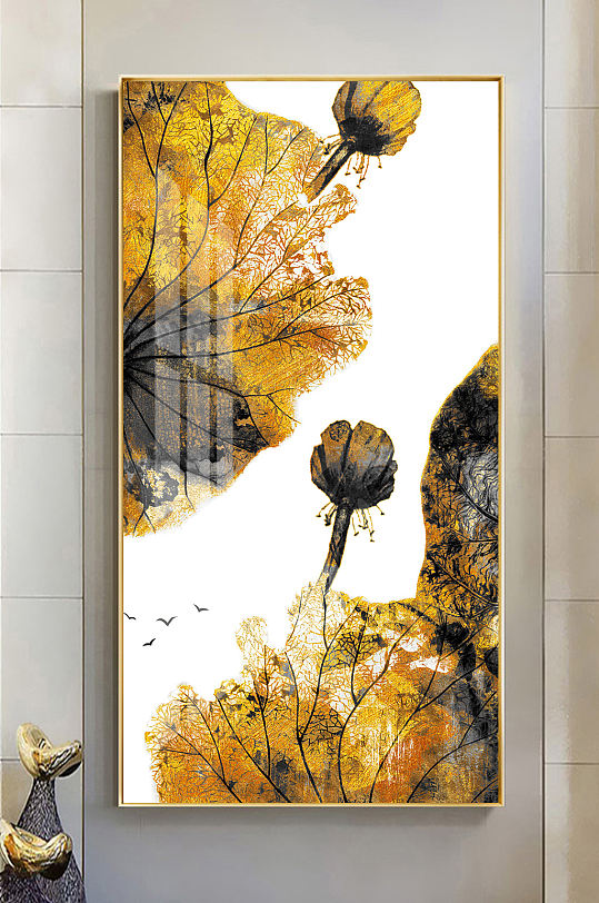 新中式水墨荷花游鱼玄关-众图网