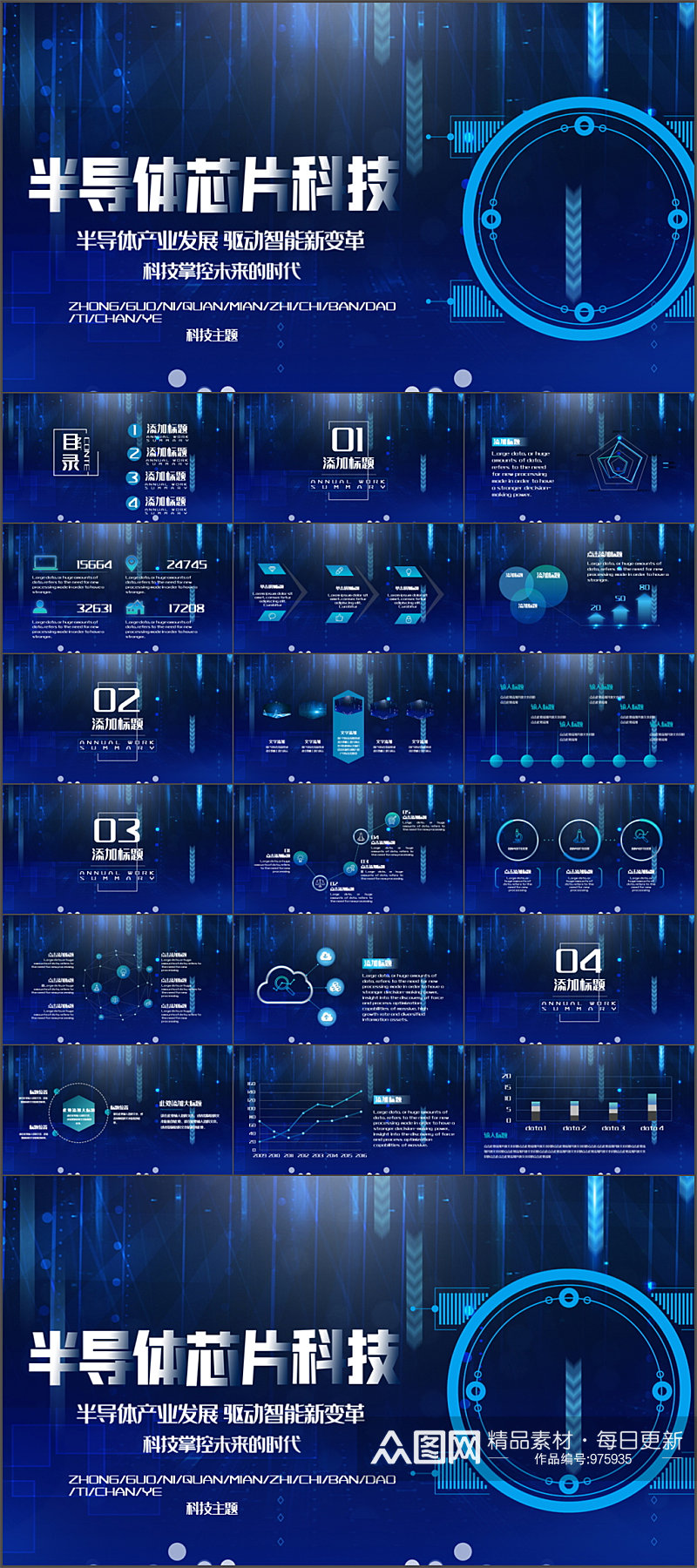 蓝色半导体科技宣传PPT模板素材