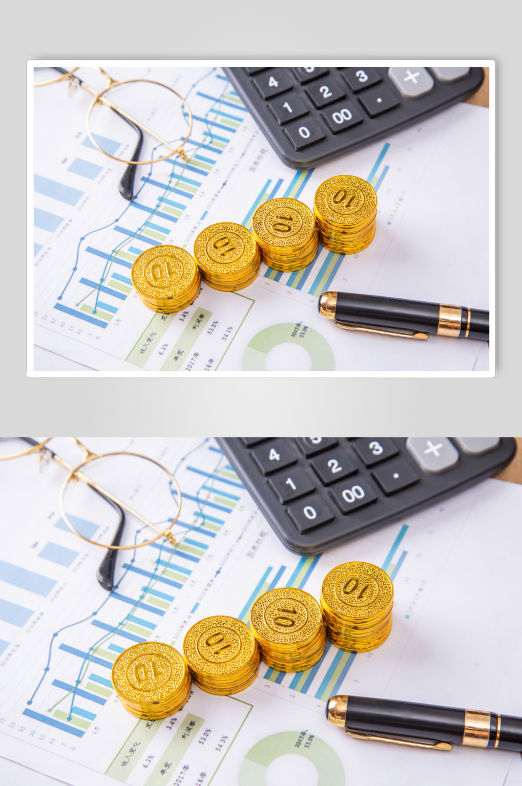 金融财经财富报表金币物品摄影图片素材