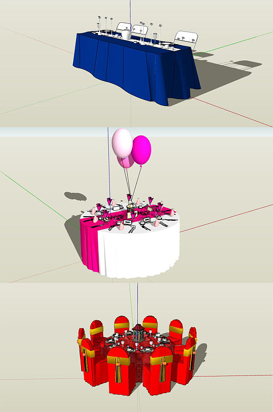 5组户外婚庆相关SU模型-众图网