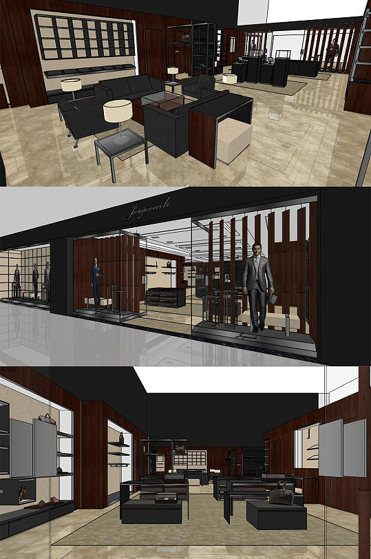 男装专卖店SU模型-众图网