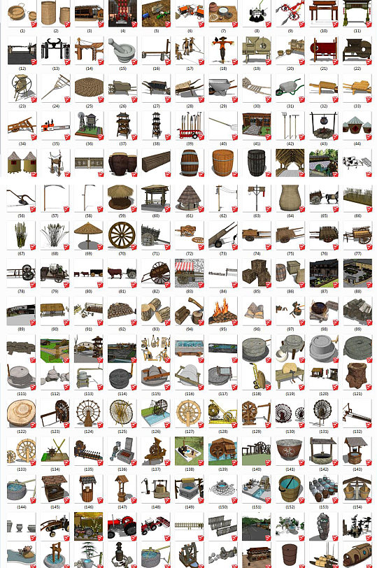 创意乡村田园农具素材-众图网