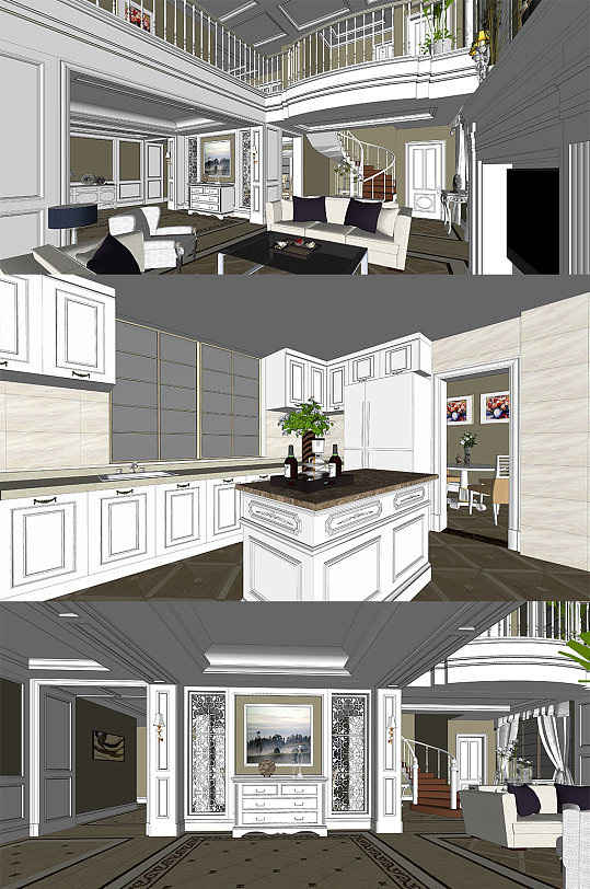 超豪华欧式别墅SU-众图网