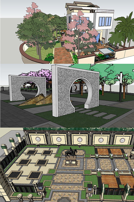 庭院花园景观SU20套-众图网