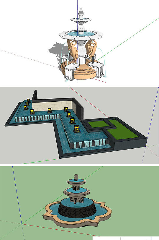 水池树池SU模型-众图网