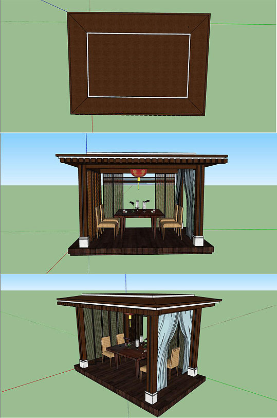 亭子新中式SU单体模型-众图网