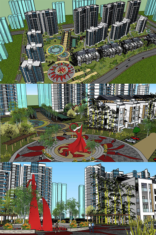 完整小区规划SU模型-众图网