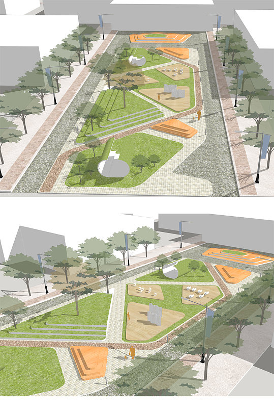 现代街心公园景观su-众图网