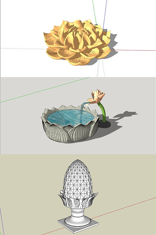 植物雕塑SU模型-众图网