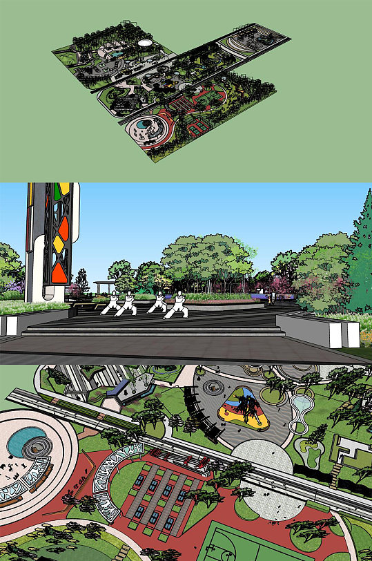 大型综合运动休闲儿童公园-众图网