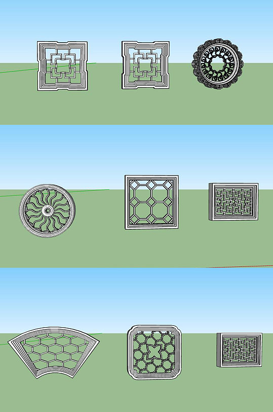 古建花窗SU模型