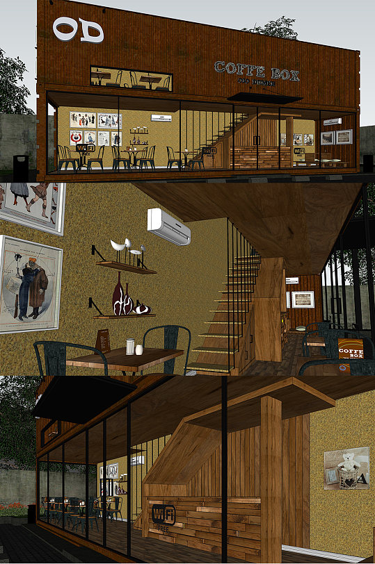 集装箱概念咖啡屋-众图网