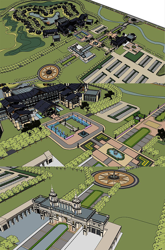 温泉度假区整体景观大模型-众图网