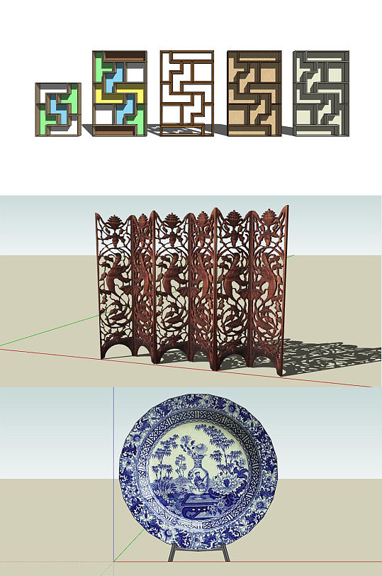新中式家具摆件SU82件-众图网