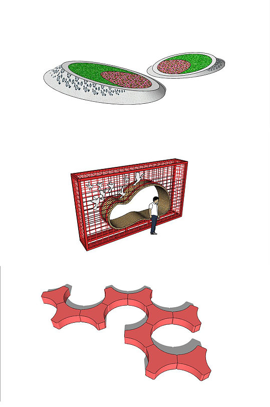 曲线座椅及种植池座椅-众图网