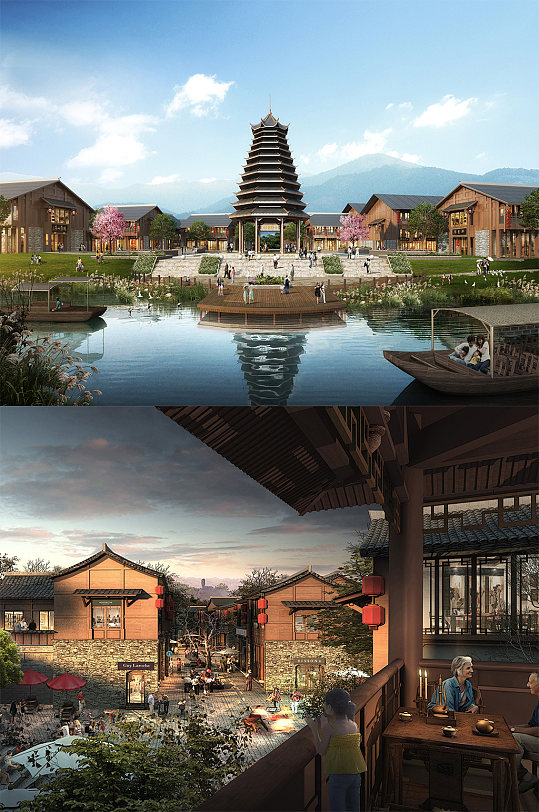 风情小镇SU模型-众图网