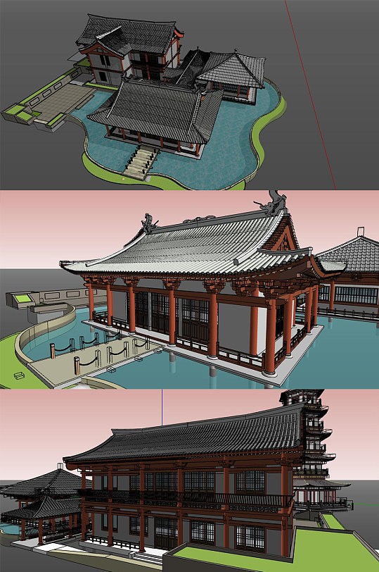 宋代建筑SU模型-众图网