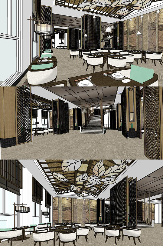 新中式酒店餐厅空间-众图网