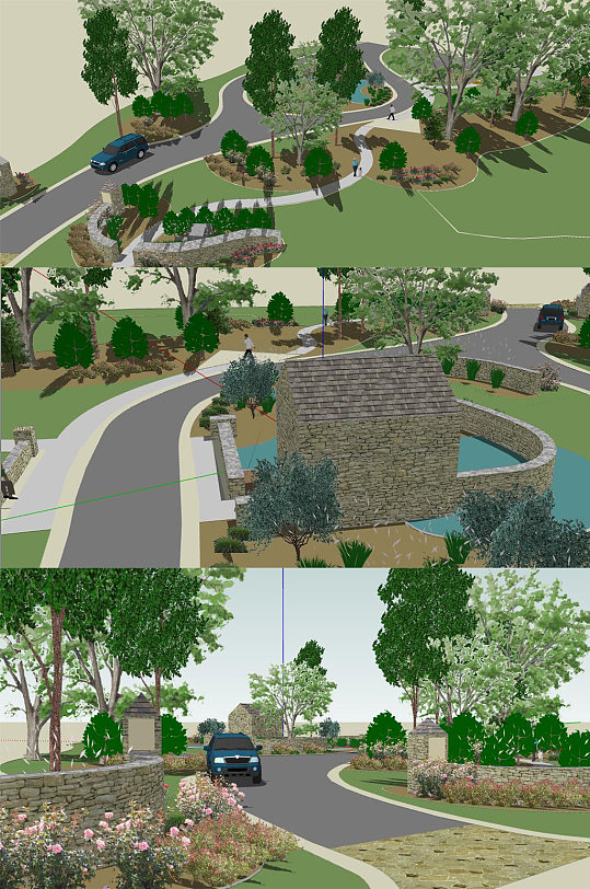 庭院花园SU模型-众图网