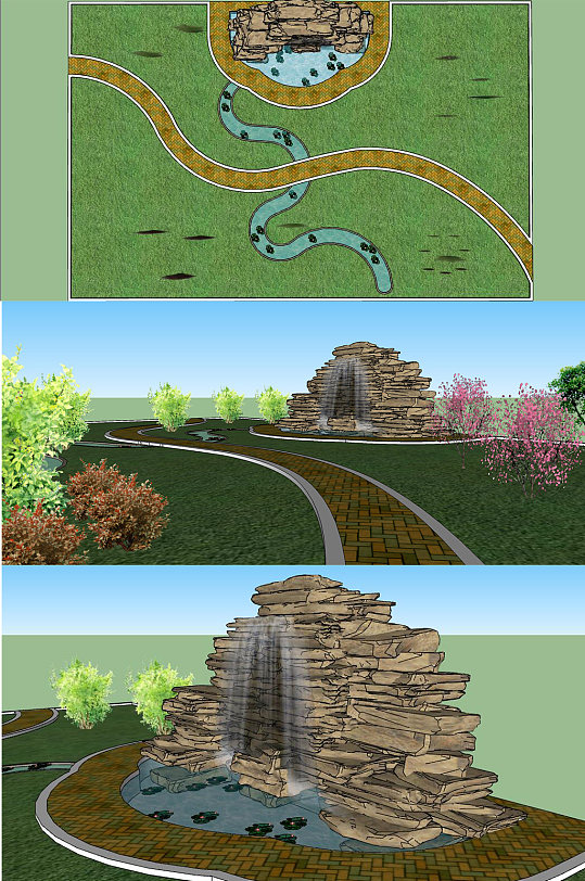 庭院花园SU模型-众图网