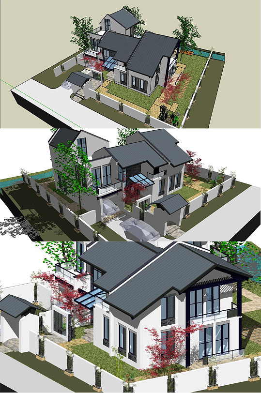 庭院花园SU模型-众图网