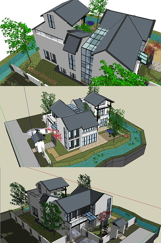 庭院花园SU模型-众图网