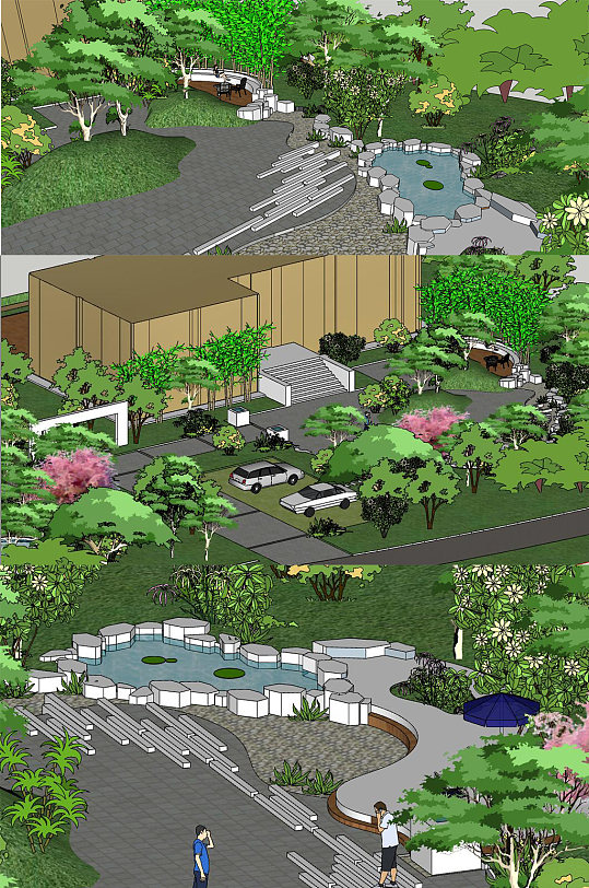 庭院花园SU模型-众图网