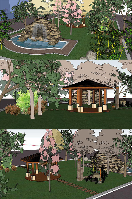 庭院花园SU模型-众图网