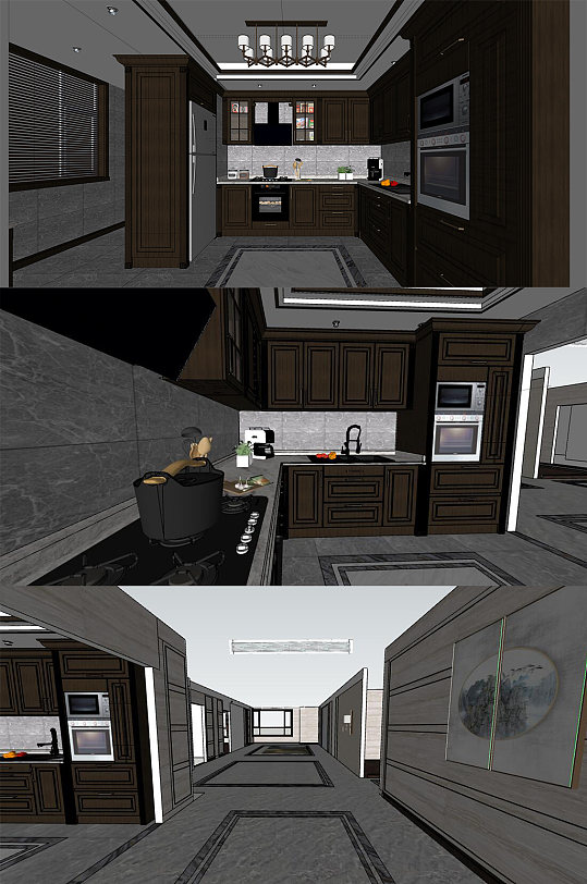 厨房空间SU模型-众图网